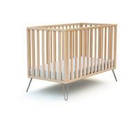 JURABABY - Lit bébé en bois ONLY Acier 60 x 120 cm| Sommier réglable 3 hauteurs