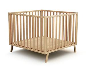 JURABABY - Parc bébé évolutif en bois KASA Hêtre Vernis 100 x 100 cm