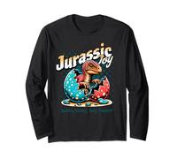 Jurassic Joy Baby Dinosaur Big Heart Cute Dino Art Manche Longue