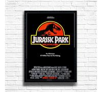 JURASSIC PARK (1993) Affiche de film vintage nostalgique des années 90 encadrée en format A4 et A3 Grande maison, pub, café, bar, décoration murale avec cadre en bois (impression uniquement, A4)