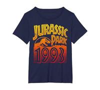 Jurassic Park 1993 Retro Poster T-Shirt, Femme Grandes Tailles, Bleu Marine, 1X