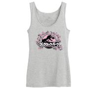 Jurassic Park Cotton Division Officel Logo imprimé Débardeur Dos Nageur pour Femme Coupe Ample sans Manches,Japenese Logo_Gris Melange_1,XXL