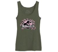 Jurassic Park Cotton Division Officel Logo imprimé Débardeur Dos Nageur pour Femme Coupe Ample sans Manches,Japenese Logo_Kaki_1,Medium