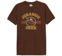 Jurassic Park Cotton Division Official Citations en Vedette imprimé T-Shirt pour Homme Col Ras du Cou Manches Courtes Coton Doux Coupe régulière Tee Shirt,Schoolish Logo 1993_Marron Melange_1,Medium