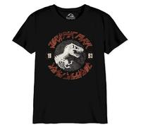 Jurassic Park Cotton Division Officiel Logo imprimé T-Shirt pour garçons - Col Rond Manches Courtes Coton Doux Confortable Mode Active pour Enfants,Collab Logo_Noir_1,10 Ans