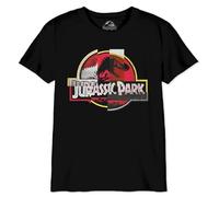 Jurassic Park Cotton Division Officiel Logo imprimé T-Shirt pour garçons - Col Rond Manches Courtes Coton Doux Confortable Mode Active pour Enfants,Collab Logo_Noir_2,12 Ans