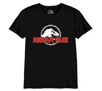Jurassic Park Cotton Division Officiel Logo imprimé T-Shirt pour garçons - Col Rond Manches Courtes Coton Doux Confortable Mode Active pour Enfants,Lightening Logo_Noir_1,14 Ans