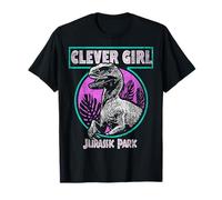 Jurassic Park Distressed Teal Raptor Clever Girl T-Shirt