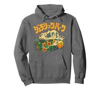 Jurassic Park Kanji T-Rex Skull Floral Still Life Sweat à Capuche, Unisexe pour Adultes, Asphalte, M