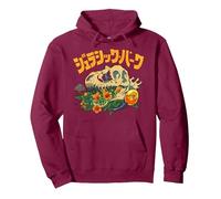 Jurassic Park Kanji T-Rex Skull Floral Still Life Sweat à Capuche, Unisexe pour Adultes, Marron, XL