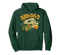 Jurassic Park Kanji T-Rex Skull Floral Still Life Sweat à Capuche, Unisexe pour Adultes, Vert Forêt, M
