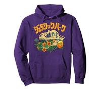 Jurassic Park Kanji T-Rex Skull Floral Still Life Sweat à Capuche, Unisexe pour Adultes, Violet, XL