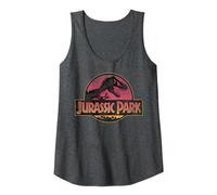 Jurassic Park Logo Gradient Sunset Débardeur, Femme, Chiné Foncé, S