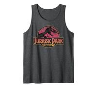 Jurassic Park Logo Gradient Sunset Débardeur, Homme, Chiné Foncé, M