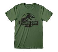 Jurassic Park Logo Homme T-Shirt Manches Courtes Vert XL, 100% Coton, Regular/Coupe Standard