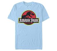 Jurassic Park Men's Classic Movie Logo T-Shirt, Light Blue, Large