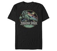 Jurassic Park Mens Retro Circle T-Shirt, Black, XX-Large US