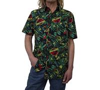 Jurassic Park Motif Chemise à Bouton Bas, Raptor Tropical Noir, S Homme