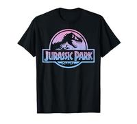 Jurassic Park Pink Blue Gradient Distressed Logo T-Shirt