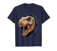 Jurassic Park T-Rex Head Rip Through T-Shirt Homme Noir T-Shirt à Manches Courtes Taille S