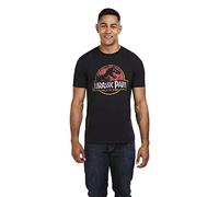 Jurassic Park T-Shirt à Manches Courtes avec Logo Vieilli pour Homme, Noir (Noir Noir), États-Unis Royaume-Uni