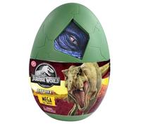 JURASSIC WORLD Clash Edition Mega Oeuf 28 cm, 3 Dinosaures à Assembler, 20 Surprises à Découvrir, Jouet pour Enfant, Dès 3 ans, Vert, Méga Œuf