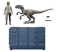 Jurassic World Coffret Cage et Dinosaure en Furie (9,5 cm) avec 1 figurine exclusive Soyona, 1 figurine Atrociraptor et unité spéciale, Jouet Enfant, Dès 4 ans, HFG63