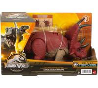 JURASSIC WORLD Figurine articulée Diabloceratops Rugissement Féroce avec Son et Attaque, Taille Moyenne, Jeu Physique et numérique, Jouet Enfant, Dès 3 Ans, HLP16