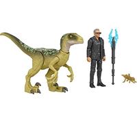 Jurassic World Dominion Human & Dino Pack Dr Ian Malcolm et vélociraptor et accessoires, figurines d'action authentiques, articulations mobiles, à partir de 4 ans