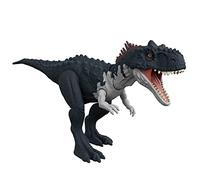 Jurassic World Figurine Dinosaure articulée Rajasaurus, Attaque Rugissante, sons et mouvements, avec code ADN scannable, Jouet Enfant, Dès 4 ans, HDX45