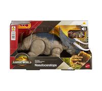 Mattel - Jouet dinosaure articulé Nasutoceratops JGC81 - Morsure par la queue, rugissement féroce
