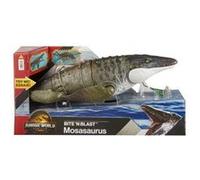 Jurassic world film - figurine mosasaurus morsure extreme 65 cm + mini dinosaure dilophosaure - set reptile ocean et carte