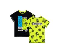 Jurassic World Garçon Dinosaure Lot de 2 T-Shirts à Manches Courtes pour Enfants Multicolore 6-7 Ans