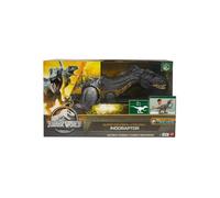 Jurassic World - Indoraptor Super Colossal, Morsure Geante - Grande Figurine articulee 91 cm - Set Dinosaure Trackers et carte