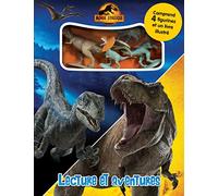 Jurassic World Lecture et aventures - Livres d'activités pour enfants, livre illustré de 12 pages, 4 figurines