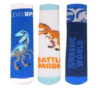 Jurassic World Lot de 3 paires de chaussettes pour enfant Motif dinosaure, bleu, 17/18 EU