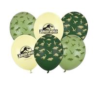 Jurassic World - Lot de 6 ballons en latex pour anniversaire d'enfant - 30 cm - Ballons en latex pour hélium ou air - Vert jaune - Décoration de fête