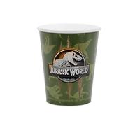Jurassic World Lot de 6 gobelets en carton - 250 ml - Avec motif Saurier - Gobelets jetables en carton - Gobelets pour anniversaire et fête à thème - Décoration de table et accessoires de fête - Vert