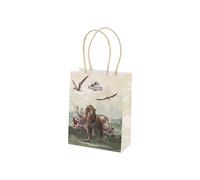 Jurassic World Lot de 6 sacs cadeaux en papier - 12 x 6 x 15,5 cm - Avec anse et motif dinosaure - Sacs cadeaux réutilisables pour cadeaux - À remplir et à offrir - Vert marron