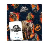 Jurassic World Lot de 8 feuilles de papier cadeau 8 étiquettes 70 cm x 50 cm Produit officiel