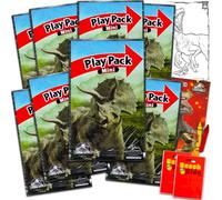 Jurassic World Lot de 8 mini cadeaux de fête - Lot de 8 paquets de jeu avec mini livres de coloriage, autocollants et sacs à friandises, fournitures de fête d'anniversaire