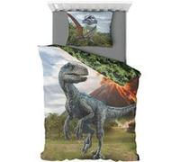 Jurassic World - Parure de lit enfant Dinosaure - Housse de couette 140x200 cm Taie 63x63 cm Vert G