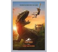 Jurassic World - Poster - Camp Cretaceous + cadre amovible, Shinsuke® Maxi MDF argenté, vitre acrylique