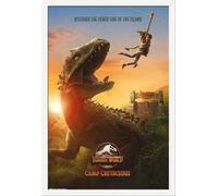Jurassic World - Poster - Camp Cretaceous + cadre amovible, Shinsuke® Maxi MDF blanc, vitre acrylique