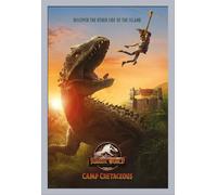 Jurassic World - Poster - Camp Cretaceous - Teaser + cadre amovible, Shinsuke® Maxi MDF argenté, vitre acrylique