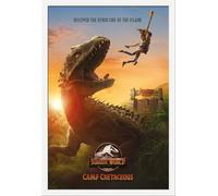 Jurassic World - Poster - Camp Cretaceous - Teaser + cadre amovible, Shinsuke® Maxi MDF blanc, vitre acrylique