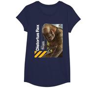 Jurassic World Rebirth Distortus Rex Hazard T-Shirt, Fille, Bleu Marine, M