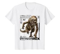 Jurassic World Rebirth Distortus Rex Ingen Species File T-Shirt, Enfant, Blanc, 4 Ans