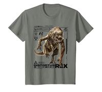 Jurassic World Rebirth Distortus Rex Ingen Species File T-Shirt, Enfant, Vert Kaki chiné, 4 Ans