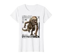 Jurassic World Rebirth Distortus Rex Ingen Species File T-Shirt, Femme, Blanc, S